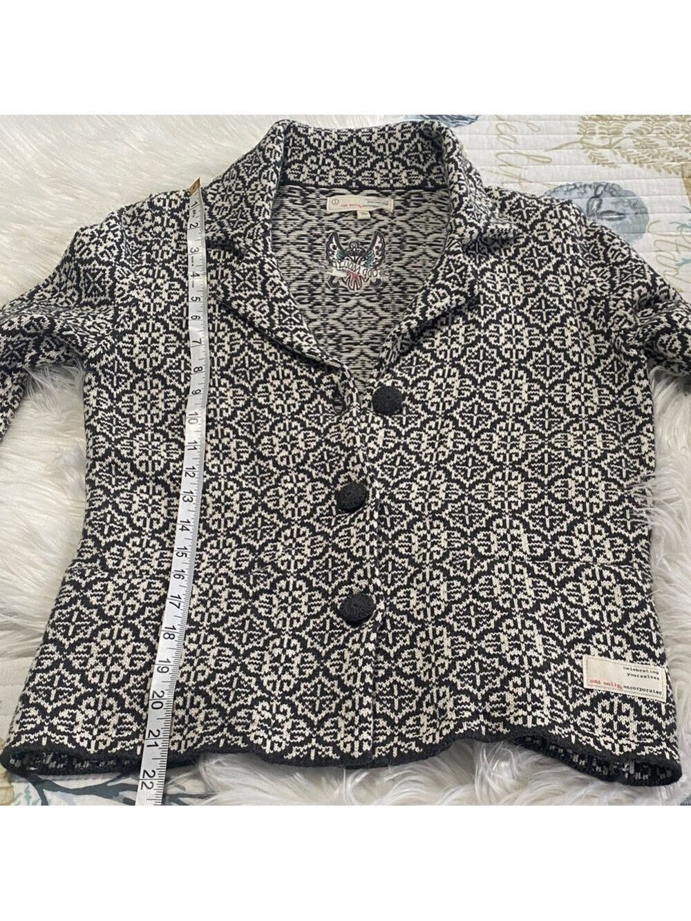 Odd Molly Black and White Patterned Blazer BNWoT - Picture 7 of 9